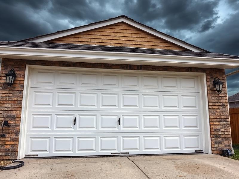 Reinforced garage door ready for New England storm season with wind-resistant hardware